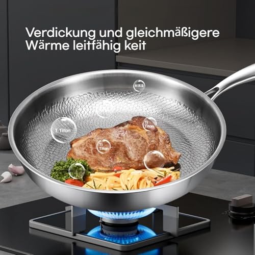 GLSAYZU Tipanexi Pro - Poêle en titane Tipanexia - 26/28/30 cm - Poêle à frire en titane de qualité supérieure - Anti-rayures - Ultra durable - Avec couvercle - Pour la cuisine (couvercle de casserole – vue 5