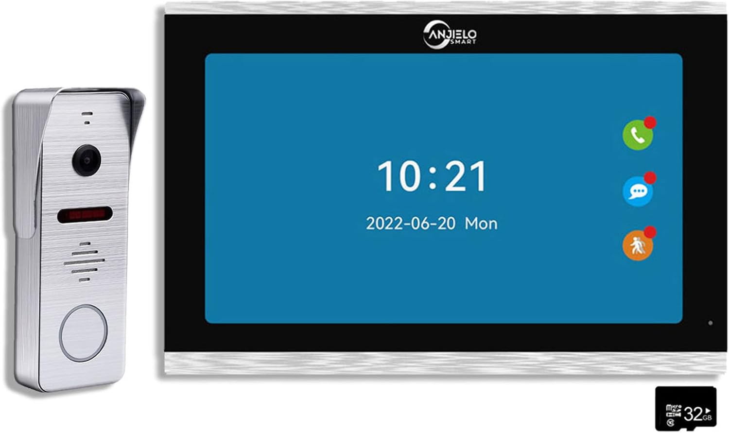 Video Doorbell With 1080P Camera Auto Recording Infrared Night Vision 160° Wide Angle Lens PIR Motion Detection 10" Touch Screen Video Doorbell Intercom Remote Monitoring Home Sharing Tuya