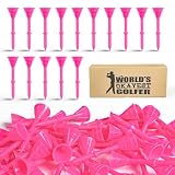 Finger Ten Golf Tees Plastic 3 1/4 Inch Unbreakable Upgraded Bulk 50/100 Pack Reduce Friction Side Spin Stable 83Mm Long Tee For Men Women Practice (50 Pack, Pink)
