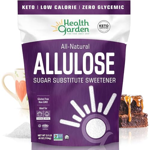 Health Garden Allulose Sweetener, 2.5 lb - Gluten and Sugar Free - Zero Net Carb - Non GMO - Kosher - Keto Friendly (40 OZ)