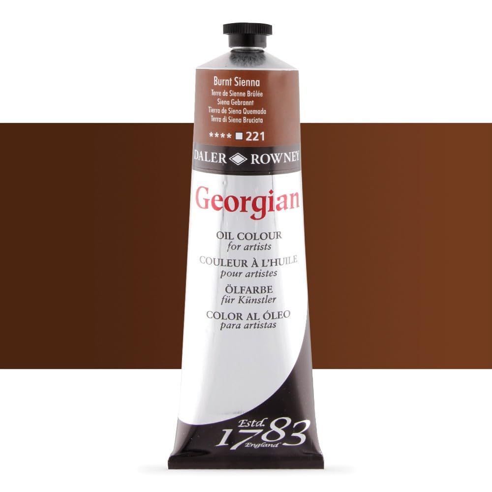 Daler-Rowney Georgian Oil Color, 225ml, Burnt Sienna | Rich Pigment, Smooth Texture, Professional Artist Oil Paint