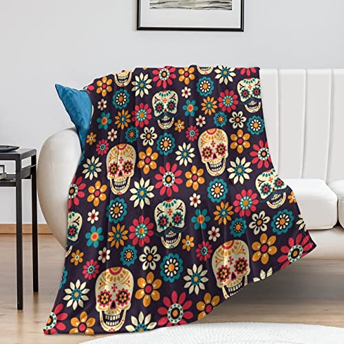 Sugar Skull Blanket, Soft Fluffy Flannel Plush Throw Blanket , Cozy Blankets For Bed, Couch, Sofa, Travel And Outdoor 50"X40" Inches #TOP7