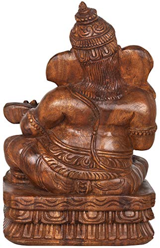 Músico Ganesha de madera de templo para zen en casa 4