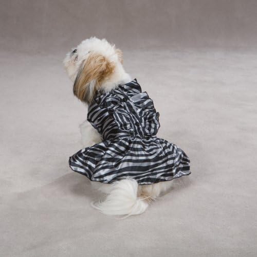 Miniatura 4 de Zack & Zoey Vestido de perro de cebra con estampado de platino de poliéster, XXS, negro