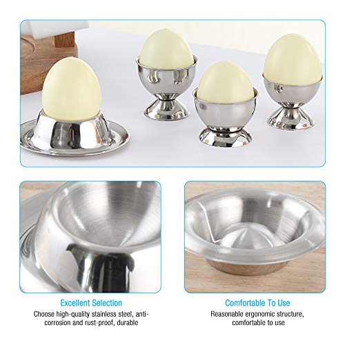 Foto von Gobesty Edelstahl Eierbecher Eierhalter, 6 Stück Eierbecher Set Poliert Stapelbar Eier Becher Egg Cup Eierständer