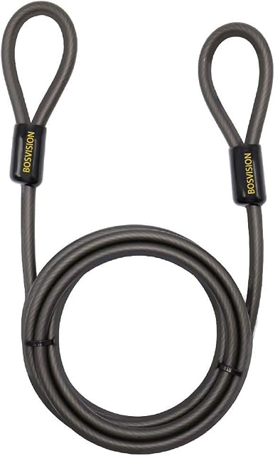 Security Steel Cable with Loops, Braided Steel Flex Cable, 10mm for U-Lock and Padlock