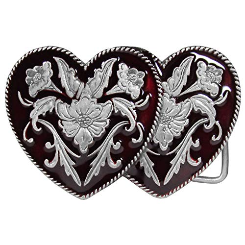 Boucle de ceinture Western double cœur avec boîte de présentation, multicolore, taille unique Cover