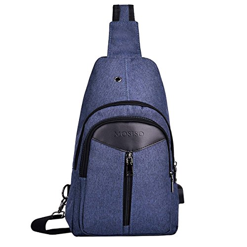 MOSISO Sling Backpack with USB Charging Port, Pure Marine Blue