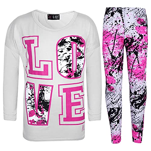 Image of A2Z 4 Kids Girls Love Crop Top T-Shirt And Splash Fashion Leggings Girls Pants Kids Outfit Sets Age 5-14 Years