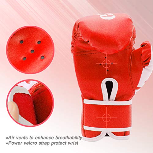 Image of GROOFOO Kids Boxing Gloves for Child Punching Bag Sparring Training, 4oz 6oz fit 3 to 14 Years (Red, 4 Oz)