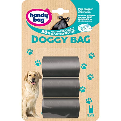 Handy Bag Bolsas Caca Perro, Extra Resistentes, No Gotean, Asas, 80% Materiales Reciclados, 36 Bolsas, Mascotas