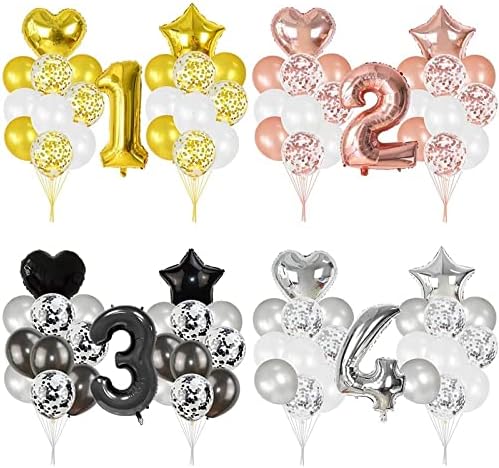 Miniatura 2 de WYBW Decoración de fiesta de cumpleaños, 21 unidadesjuego de globos de papel de aluminio de 32 pulgadas, globos de 18 pulgadas, con forma de corazón