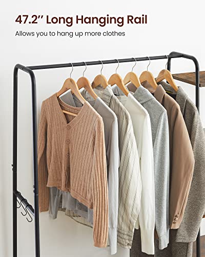 Vasagle Clothes Rack, Clothing Rack With Shoe Shelf, 5-Tier Storage Rack, 6 Side Hooks, For Bedroom, Living Room, Rustic Brown And Black Urgr116B01 #TOP6