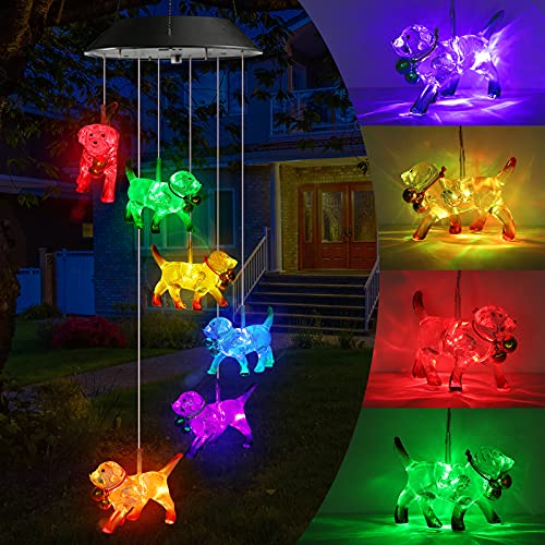 Image of Toodour Solar Wind Chime, Color Changing Wind Chimes Dog, LED Decorative Mobile, Gifts for Mom Grandma, Waterproof Outdoor Decorative Lights for Garden, Patio, Yard, Window Outdoor Decor
