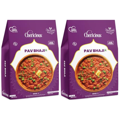 Chericious Ready to Eat Jain Pav Bhaji | Freeze Dried-400 gm| No Onion No Garlic | Indian Street Food Style | Instant Heat & Eat Meal (Pav Bhaji)