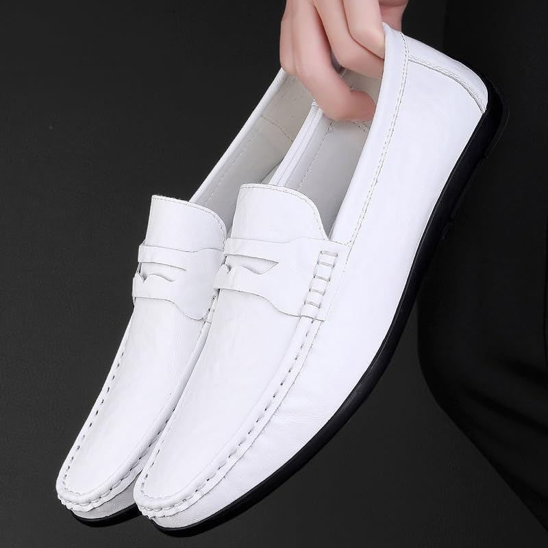 Men's Loafers Shoes Round Toe Faux Leather Penny Loafers Flat Heel Flexible Lightweight Wedding Outdoor Slip-on4