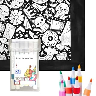 Meunhy Colouring Blanket for Adults, DIY Colouring Blanket Comes with 24 Colored Pens Personalized Volour Your Own Comfortable Home Decoration, Washable and Recolorable (Happy Doodle)