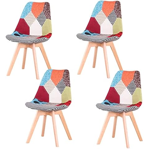 EGOONM Juego de 4 Sillas de Comedor Patchwork Rojo Cover