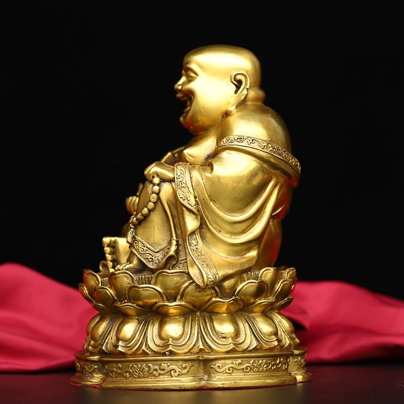 Posąg Buddy Do Medytacji Wewnątrz Dekoracja Mosiądz Posąg Buddy Maitreya Lotos Uśmiechnięty Budda Rzemiosło Ozdoby Dekoracja Domu Statua Medytująca Statua Buddy Rzeźba (M)