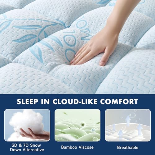 Queen Mattress Topper, Breathable and Soft Extra Thick Pillow Top 60"x80" - image 3