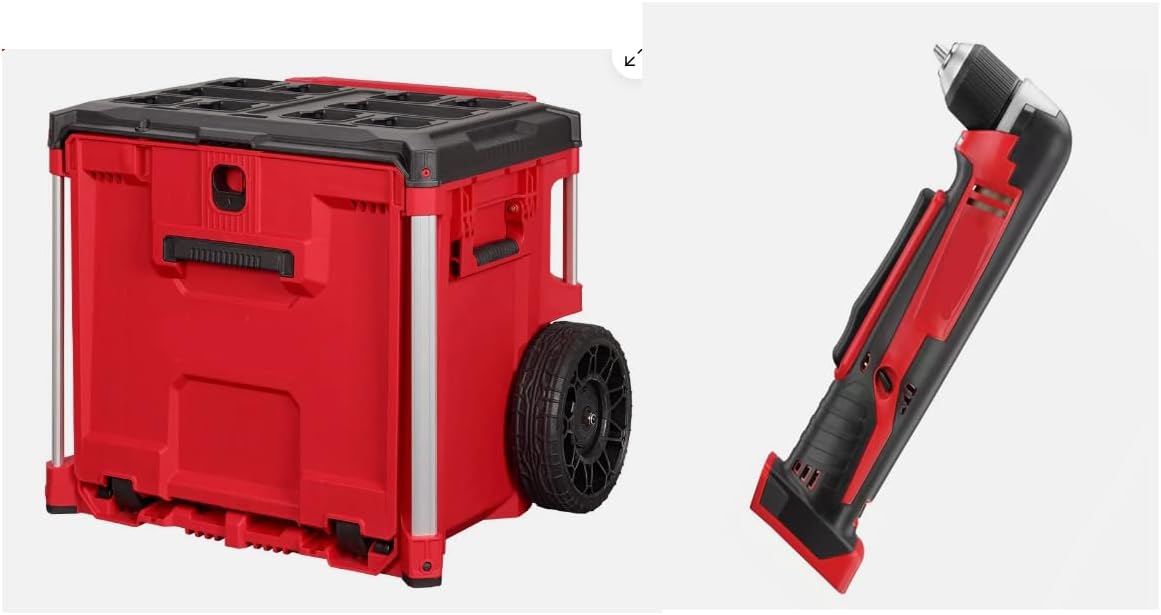 Cordless Right Angle Drill Compatible with Milwaukee 2615-20 M18 18V Right Angle Drill - with toolbox