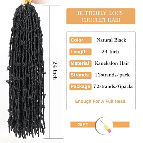 Butterfly Locs Crochet Hair 6 Packs Soft Locs Crochet Hair For Women 24 Inch Pre Looped Distressed Locs Crochet Braids Faux Locs Crochet Hair #TOP1
