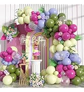 Paready Green Pink Balloons Garland Arch Kit, 125Pcs Retro Peach Pink Green Balloons Arch, Macaro...