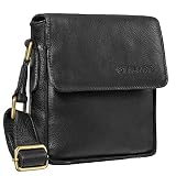 STILORD 'Nate' Herrentasche Leder klein Umhängetasche Schultertasche Männer Handtasche Messenger Bag Vintage echtes Leder, Farbe:schwarz