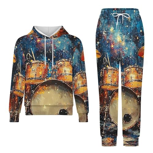 Boy Girl Clothes Outfits Kids Long Sleeve with Pants 2PCS Clothing Set, Drum Galaxy Universe4