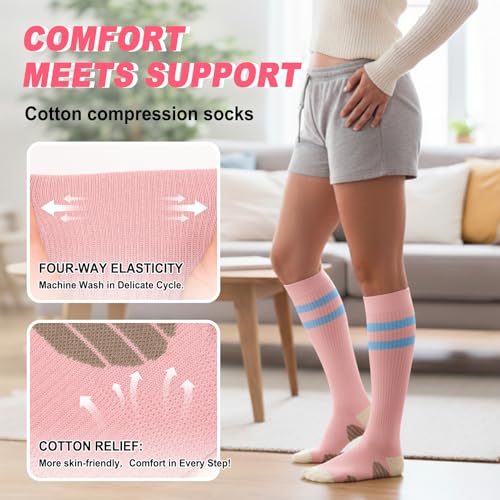 Image of Iseasoo 4 Pairs Compression Socks for Women Circulation-Best Support for Nurses,Running,Athletic,Travel