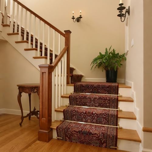 Fixation tapis d'escalier dorée 97cm avec embouts de déco - 4