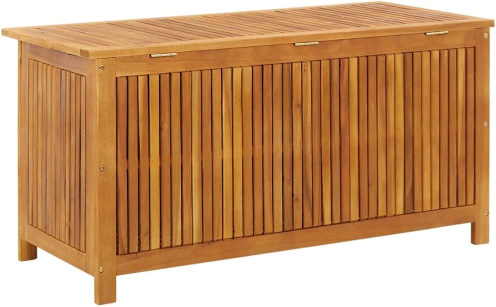 Solid Wood Patio Storage Box Outdoor Storage Bench, Solid Acacia Wood Deck Box, Wooden Outdoor Storage Organization Box with Liftable Top for Garden,Patio,Backyard, 44.5"x19.7"x22.8"