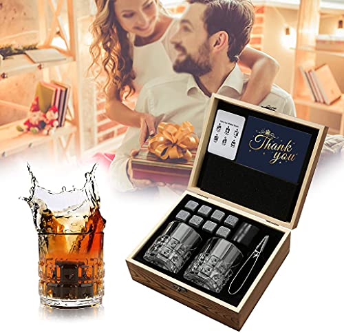 YFQHDD Set De Cadeau De Lunettes, Sac De Velours pour Boire du Whisky Écossais Ou du Gin, Une Boîte en Bois Présente pour l'anniversaire - Image 6