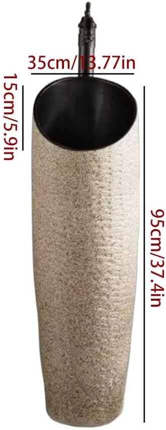 Bathroom Countertop Vessel Sink Outdoor Wash Basin Courtyard Column Home Balcony Vertical Pedestal Sink Vanity