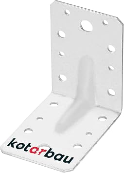 KOTARBAU Angle Bracket - Galvanised Steel - 90 x 90 x 65 mm 3,54 x 3,54 x 2,56 in - Silver - 90 Degree - Metal Corner Bracket - with Rib - Heavy Duty Corner Connector