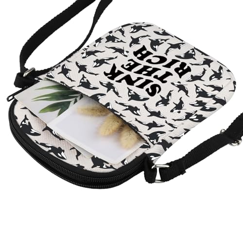 JXGZSO Sinking Orca Gift Sink The Rich Crossbody Bag Killer Whale Small Sling Bag Orca Whale Lover Gift4