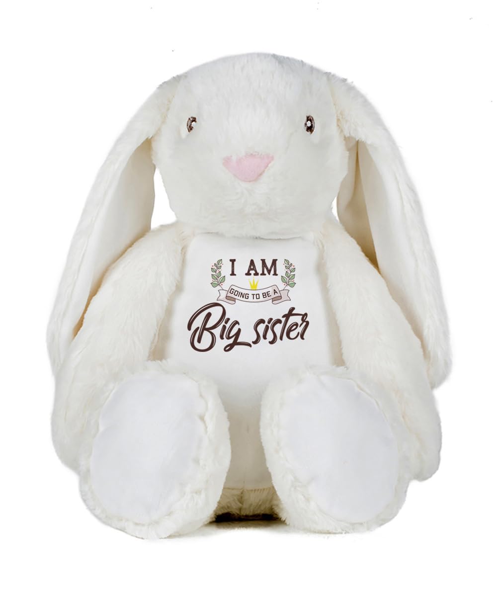 Big Sister Teddy Bear Gift – “I Am Going To Be A Big Sister” Printed Soft Toy | Cute Pregnancy Announcement Gift for Kids Girl | Baby Reveal Plush Toy | Soft Toys Teddy. (Bunny)