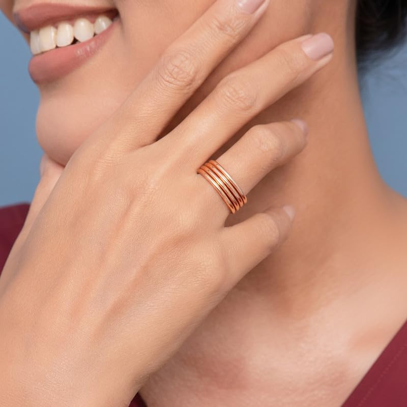 Image of Kisna Diamond & Gold Jewellery 18KT (750) Rose Gold For Women|Real Gold Band|Gold Band Women|Stylish & Simple Daily Wear Gold Band|Gift for Her, Birthday, Anniversary|Axora Gold Band S13