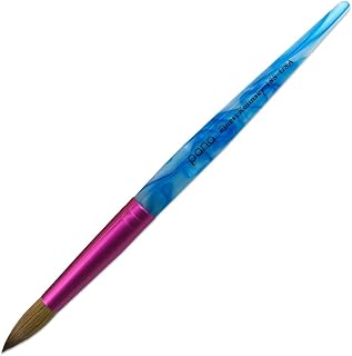 USA Acrylic Nail Brush Pure Kolinsky Hair Acrylic White Swirl Blue Handle with Pink Ferrule Round Shaped - Size 18