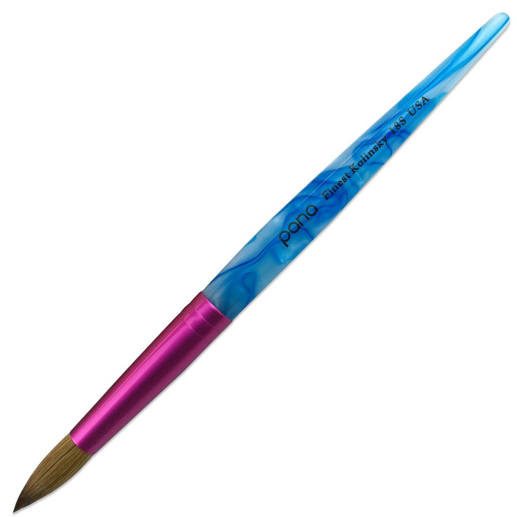 Acrylic Nail Brush Pure Kolinsky Hair, Round Tip, White/Blue Handle