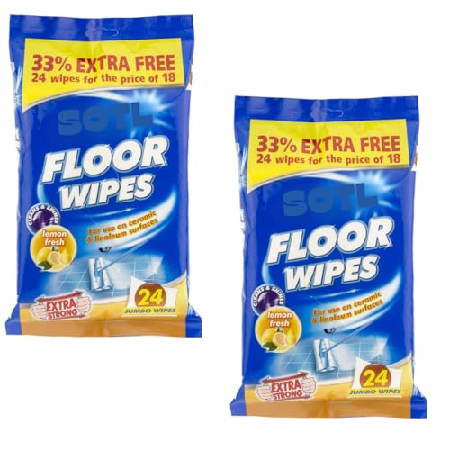 SOTL® X2 Floor Wipes Heavy-Duty Disposable Cleaning Wipes for Hardwood, Tile, Laminate & Vinyl Wet Mop Refills for Dust, Dirt & Stains | Fresh Scent & Quick-Dry Formula 24 Wipes