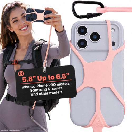 Image of Pulpo Safety Cell Phone Lanyard, Phone Wrist Strap, Rose, 5.8 inch to 6.5 inch