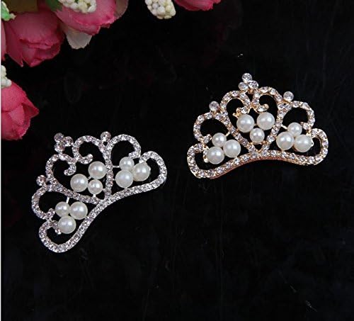 Tangpan 10pcs Pear Rhinestone Crown Button - Rhinestone Embellishments DIY Accessories Clear Flatback NO Shank (Silver)