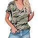 T-Shirt Donna Scollo V Maniche Corte Versione Allentata Estiva Camicetta Donna Stampa Casual Confortevole Traspirante Bluse Donna Moda Tendenza Sport Top Donna A-Army Green L