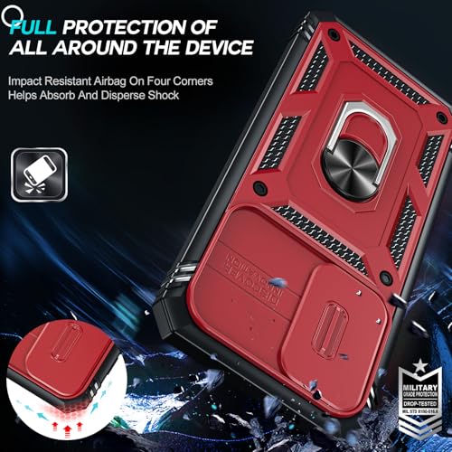 LeYi for Samsung Galaxy A37-5G Case: Samsung Galaxy A37 5G Phone Case with 2 Screen Protector, Slide Camera Cover Heavy Duty Accessories Cell Galaxy A37 5G Case for Women Men, Red+Black — view 5