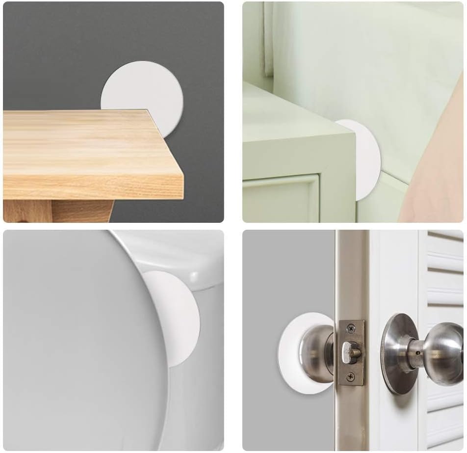 Door Knob Wall Shield, Large White Round Soft Door Stopper Wall Protector,Self Adhesive Door Handle Bumper 2 PCS (Large Round Style 3.54", White)