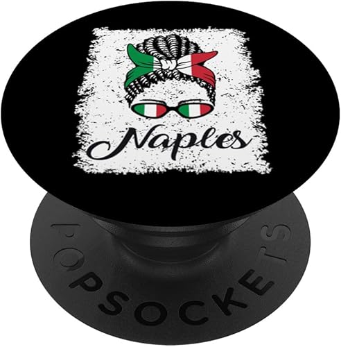 Miniatura 1 de Love Naples Black Afro Messy Bun Lady Italy Flag PopSockets Swappable PopGrip
