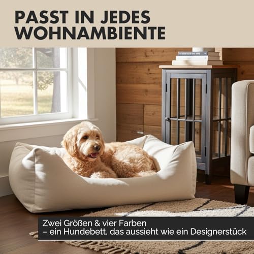 PAW WOW Emma Hundebett | Orthopädisches Hundebett | Hundekörbchen für kleine und mittelgroße Hunde (Beige, 85x65cm)