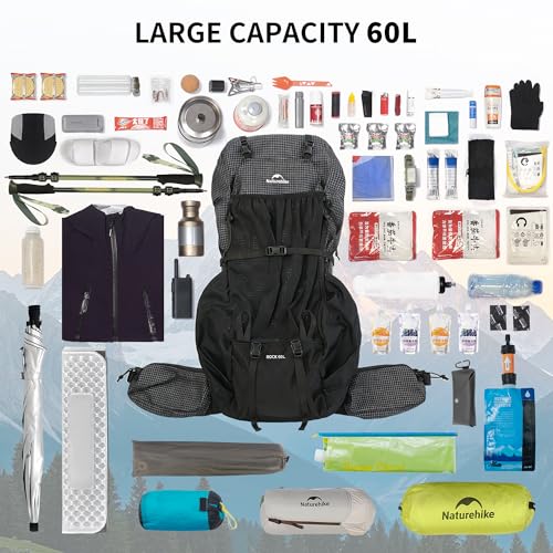 Naturehike Rock 2.0 Upgraded 30/45/60 l plecak z wewnętrzną ramą, plecak trekkingowy dla mężczyzn i kobiet, z pokrowcem przeciwdeszczowym, plecak trekkingowy, na kemping, podróże, wędrówki z plecakiem