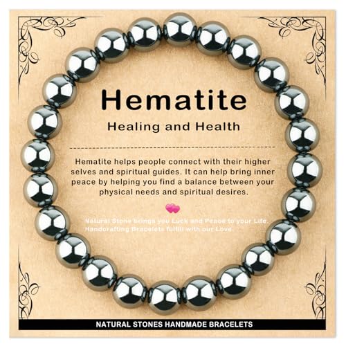 AD Beads 8mm Handmade Hematite Elastic...